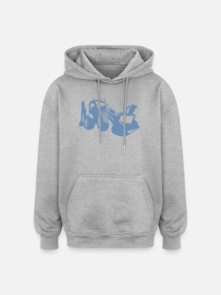 Bagger Radlader Baugeräteführer Silhouette - Oversized Unisex Hoodie - Grau meliert