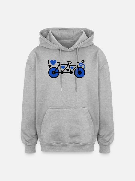 Tandem Bicycle Hearts Partners - Oversized Unisex Hoodie - heather grey