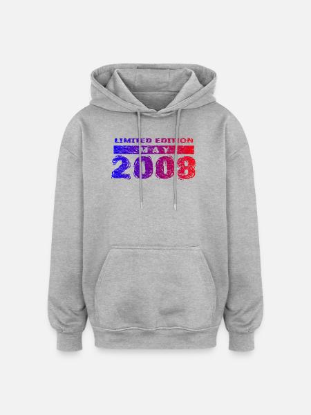 18e anniversaire Édition Limitée 05/2008 - Sweat à capuche oversize unisexe - gris chiné