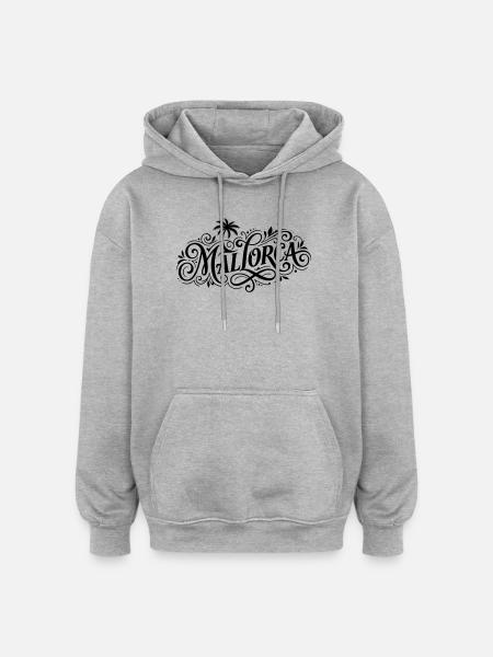 Mallorca Palmen Schriftzug - Oversized Unisex Hoodie - Grau meliert