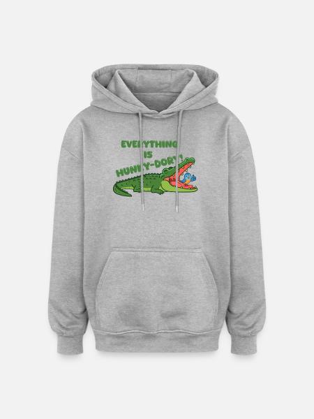 Everything is Hunky-Dory Crocodile - Oversized Unisex Hoodie - heather grey