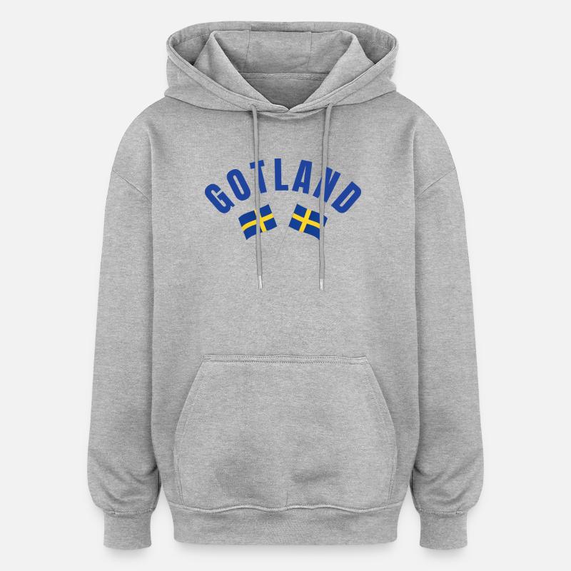Drapeaux suédois de Gotland - Sweat à capuche oversize unisexe - gris chiné