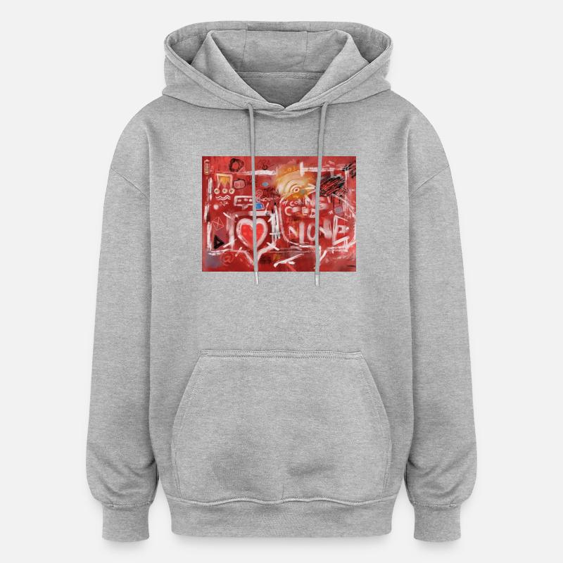 Connected-Alone-Severino-Canepa - Sweat à capuche oversize unisexe - gris chiné