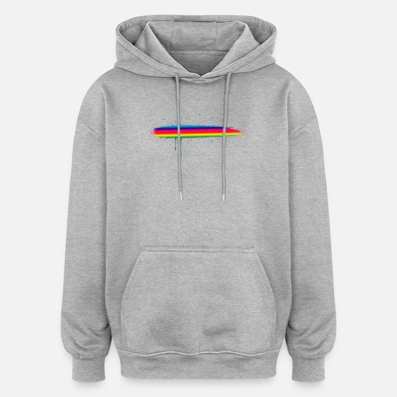 Rainbow Brush Stroke Gradient Splash - Oversized Unisex Hoodie - heather grey