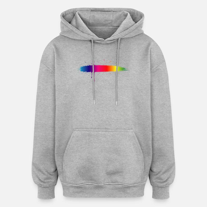 Rainbow Brush Stroke Gradient Splash - Oversized Unisex Hoodie - heather grey