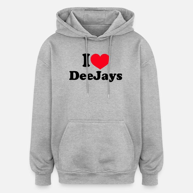 J’adore les DeeJays - Sweat à capuche oversize unisexe - gris chiné