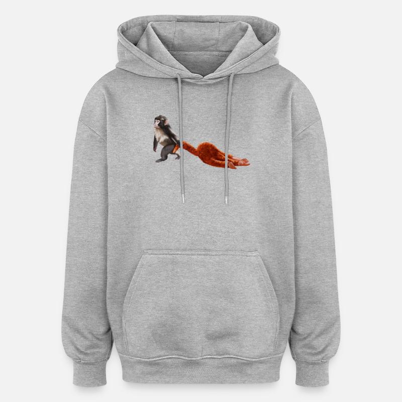 Punch - le petit singe - Sweat à capuche oversize unisexe - gris chiné