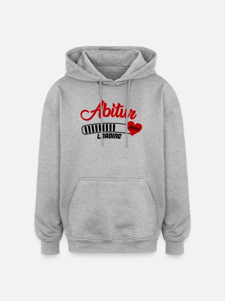 Abitur 2026 Herzdesign Shirt - Oversized Unisex Hoodie - Grau meliert