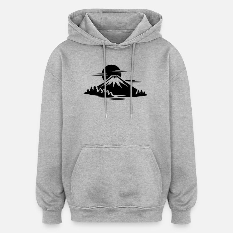 Mont Fuji - Sweat à capuche oversize unisexe - gris chiné