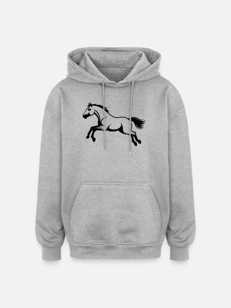 Saut d’obstacles à cheval - Sweat à capuche oversize unisexe - gris chiné