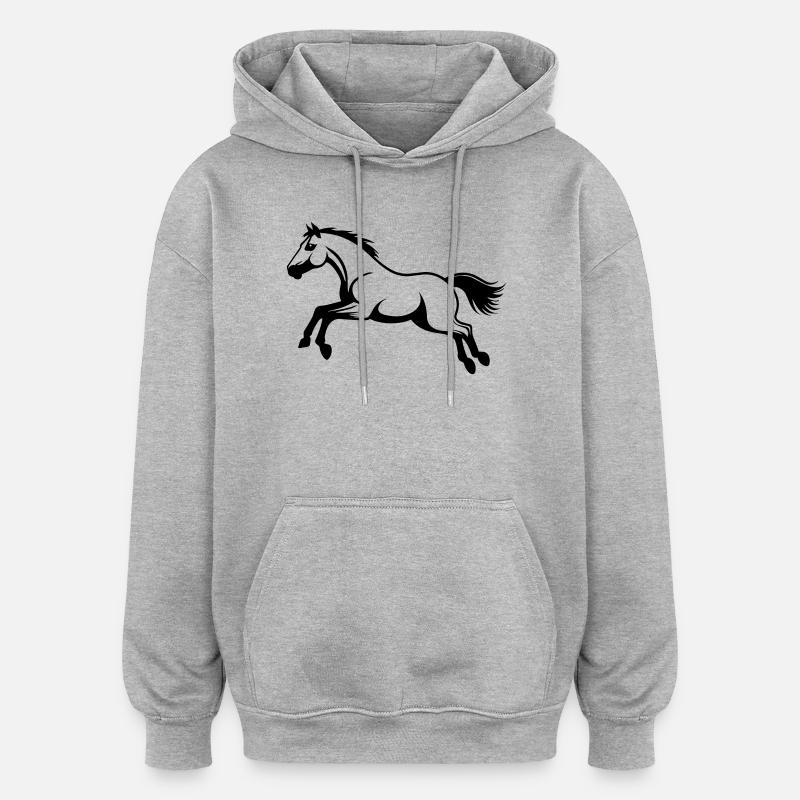 Saut d’obstacles à cheval - Sweat à capuche oversize unisexe - gris chiné