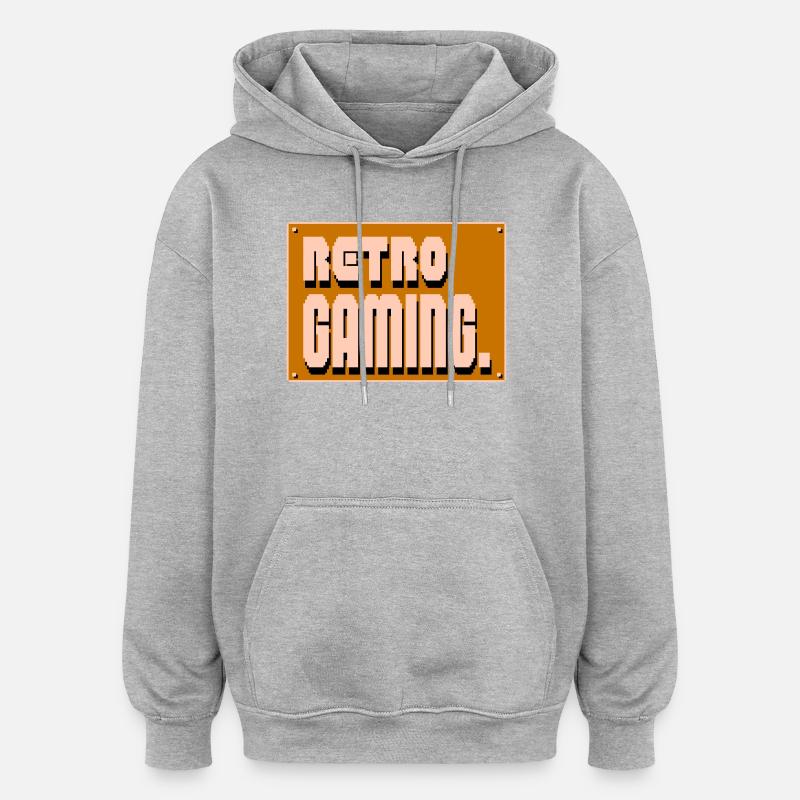 Pixel Art per il gaming retrò - Felpa con cappuccio unisex oversize - grigio melange