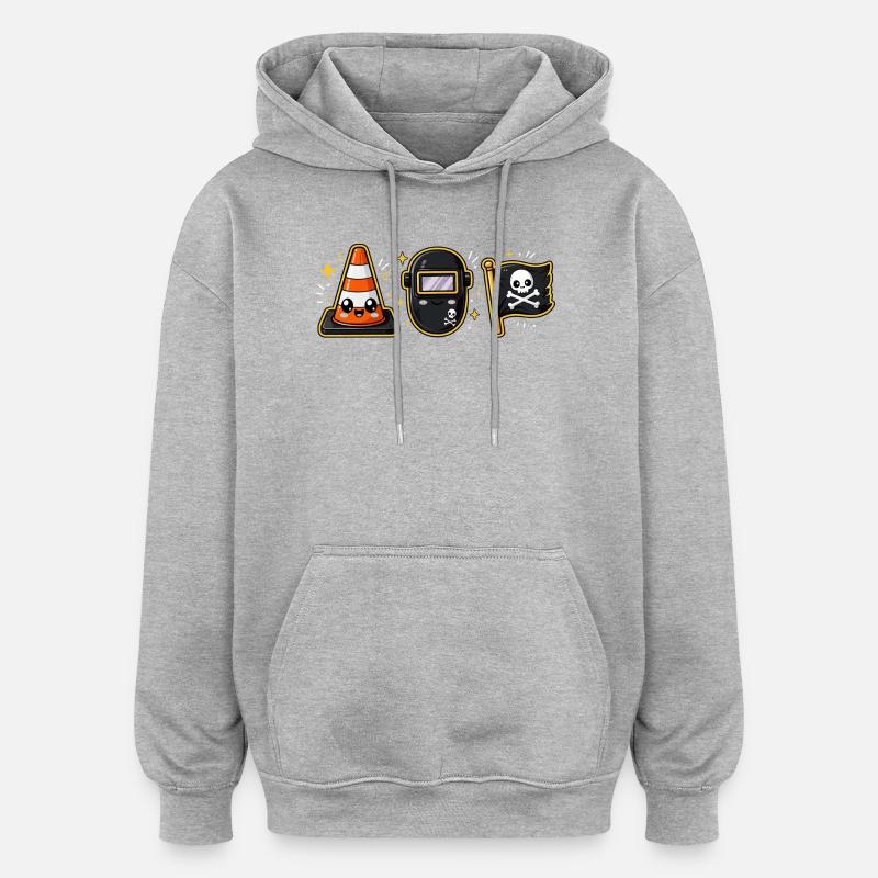 Ouvrier de chantier pirate - Sweat à capuche oversize unisexe - gris chiné