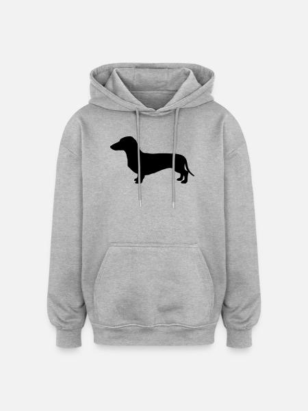 Dackel Teckel Silhouette - Oversized Unisex Hoodie - Grau meliert