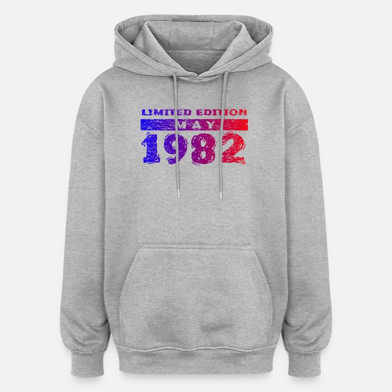 44e anniversaire Édition Limitée 05/1982 - Sweat à capuche oversize unisexe - gris chiné