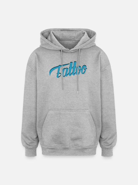 Tattoo Script in Teal - Oversized Unisex Hoodie - heather grey