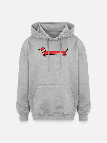 Dachshund Dachshund Dog Flat Design - Oversized Unisex Hoodie - heather grey
