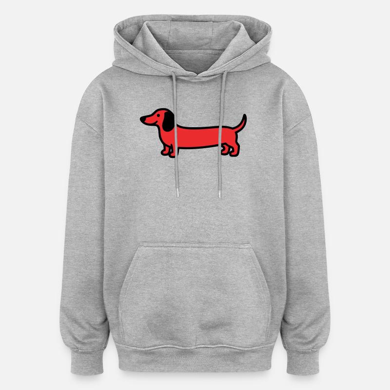 Jagdhund Dackel Profil Vektor - Oversized Unisex Hoodie - Grau meliert