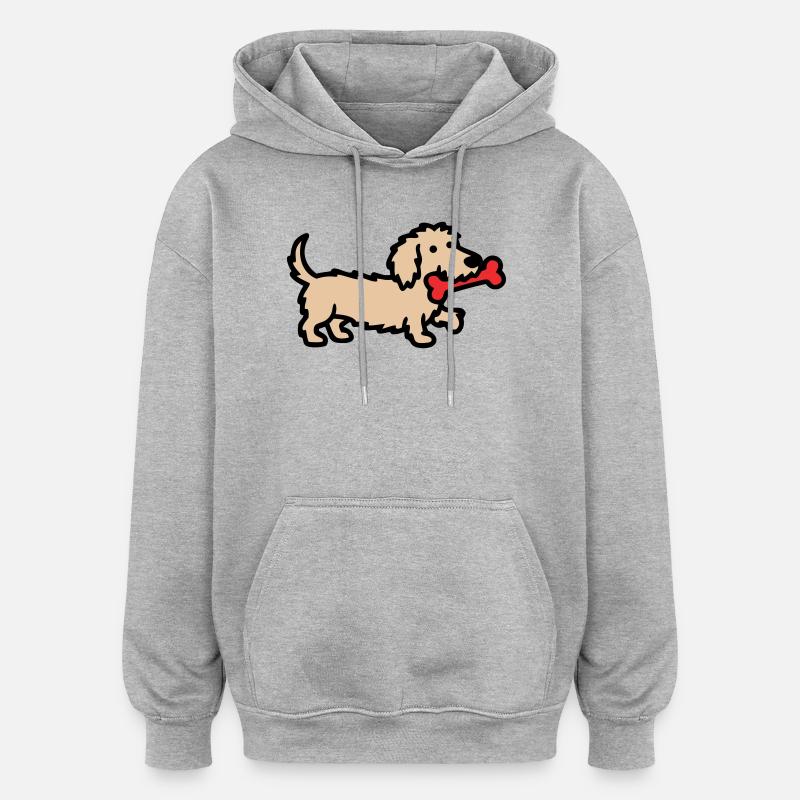 Terrier Doodle Knochen Comic - Oversized Unisex Hoodie - Grau meliert