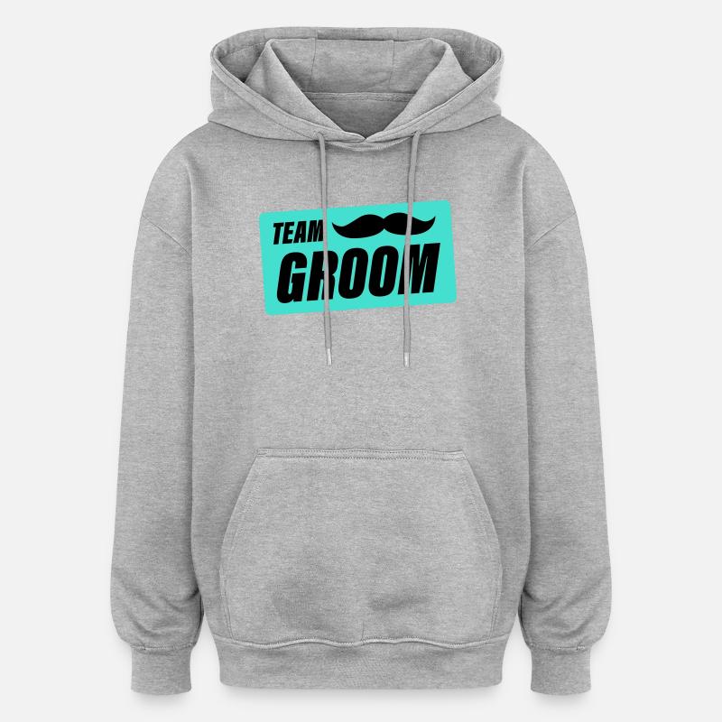 team_groom- - Sweat à capuche oversize unisexe - gris chiné