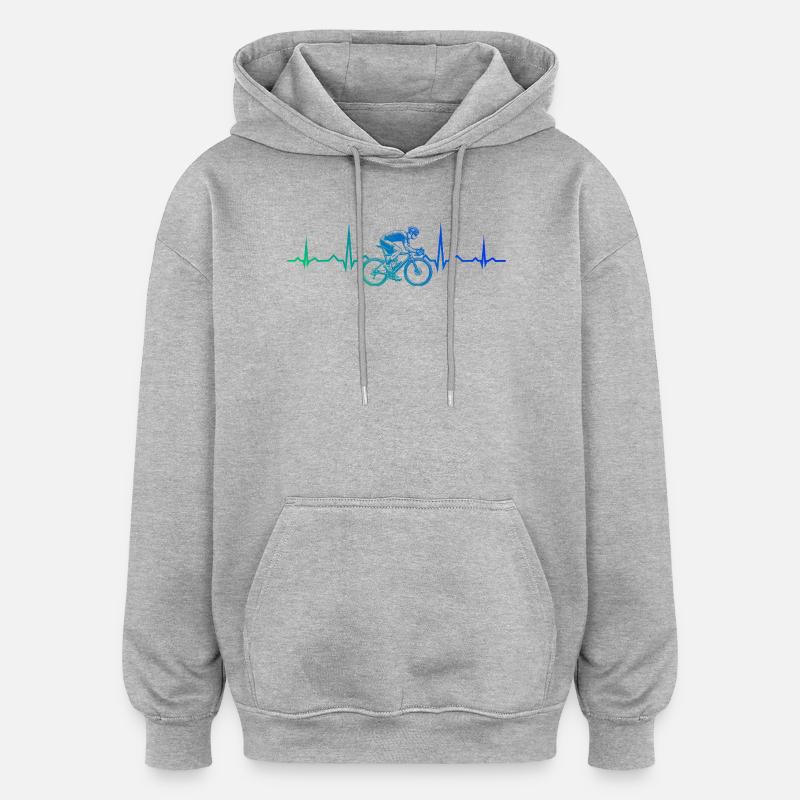 Idée cadeau pour un vélo de route avec vélo de route - Sweat à capuche oversize unisexe - gris chiné