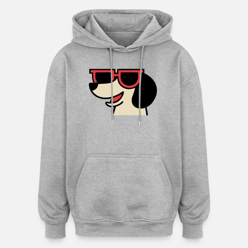 Patron aux lunettes teckel cool - Sweat à capuche oversize unisexe - gris chiné
