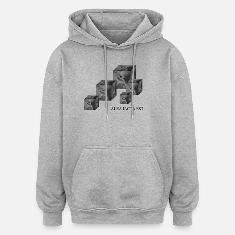 Cubes - Sweat à capuche oversize unisexe - gris chiné