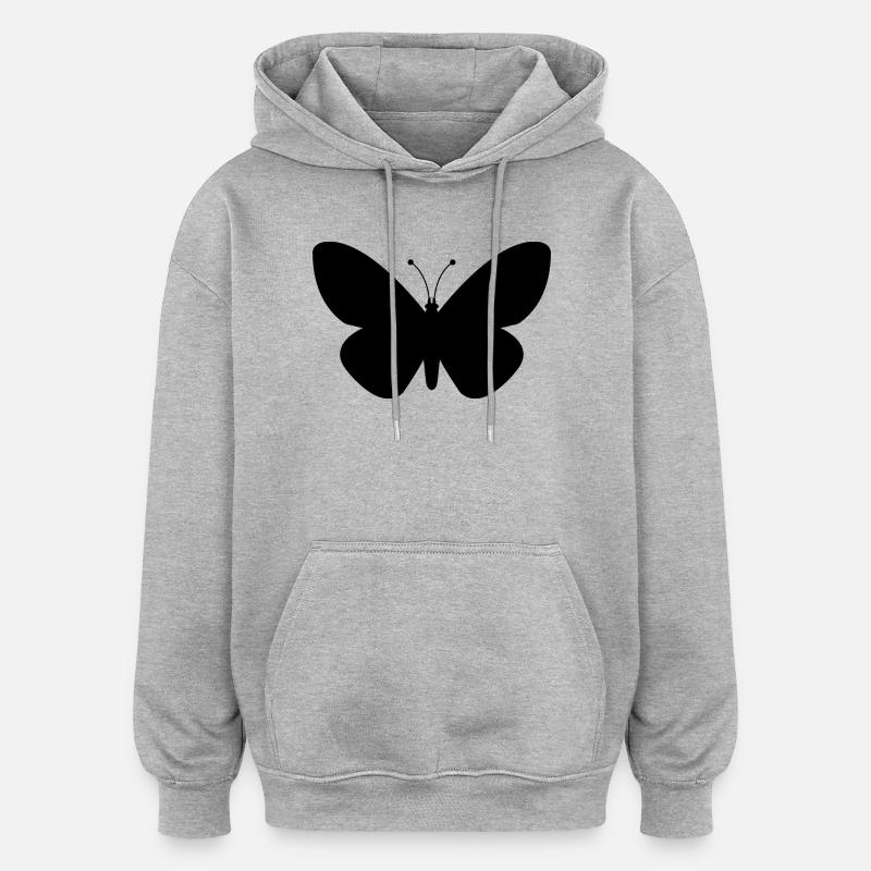Papillon - Sweat à capuche oversize unisexe - gris chiné