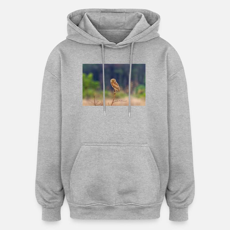 Eule die Eule - Oversized Unisex Hoodie - Grau meliert