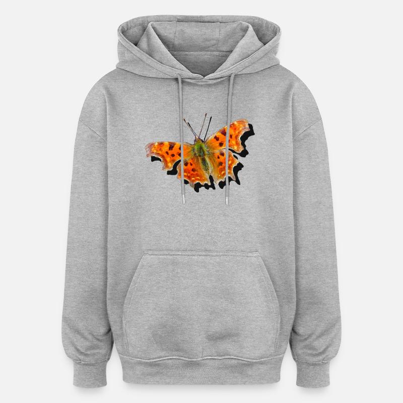 Papillon Orange C-Papillon - Sweat à capuche oversize unisexe - gris chiné