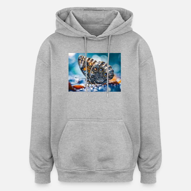 Robotik-Schmetterling - Oversized Unisex Hoodie - Grau meliert