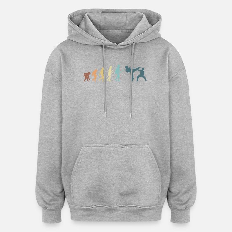 Arts martiaux Evolution Karate MMA Fighter - Sweat à capuche oversize unisexe - gris chiné