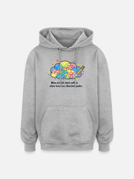 Kreatives Durcheinander Zeichnung - Oversized Unisex Hoodie - Grau meliert