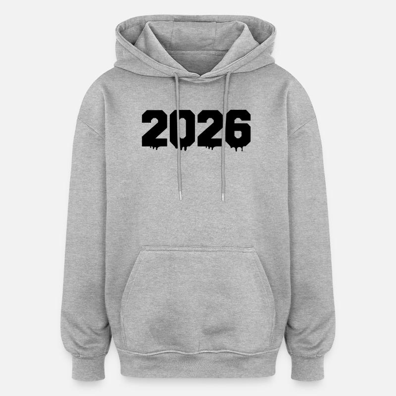 2026- - Sweat à capuche oversize unisexe - gris chiné