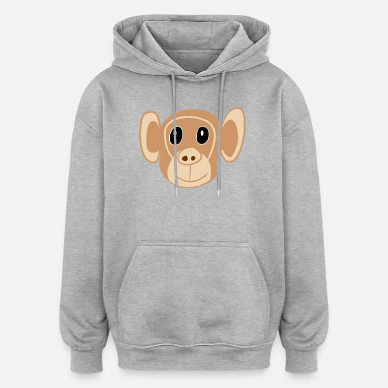 Süßes Affengesicht Print Affe Affen Kinder - Oversized Unisex Hoodie - Grau meliert