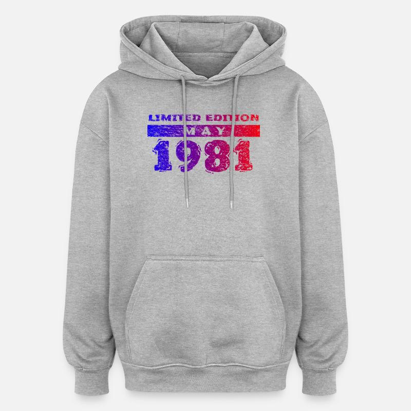 45e anniversaire Édition limitée 05/1981 - Sweat à capuche oversize unisexe - gris chiné