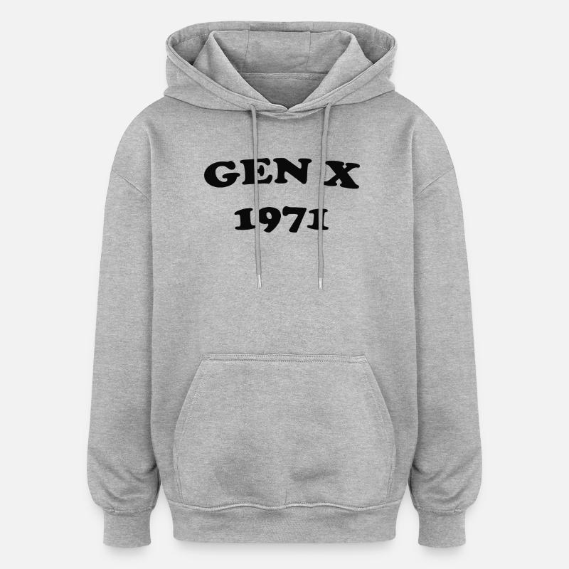 T-shirt rétro Logo Gen X 1971 - Sweat à capuche oversize unisexe - gris chiné