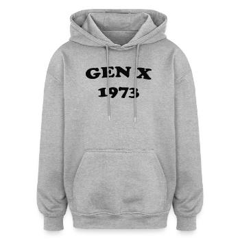 Gen X 1973 Retro Emblem - Oversized Unisex Hoodie - Grau meliert - Vorne - Noah (186cm)