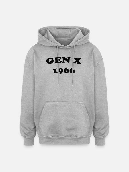 Gen X 1966 Retro Logo - Oversized Unisex Hoodie - heather grey
