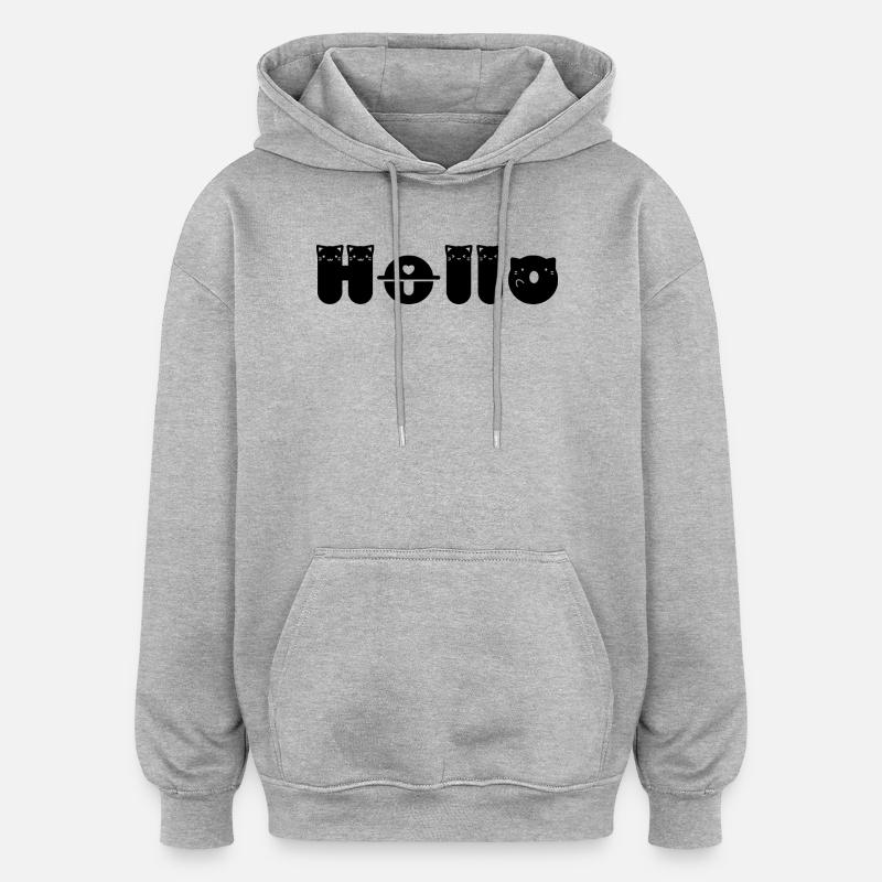 Bonjour Chat - Sweat à capuche oversize unisexe - gris chiné