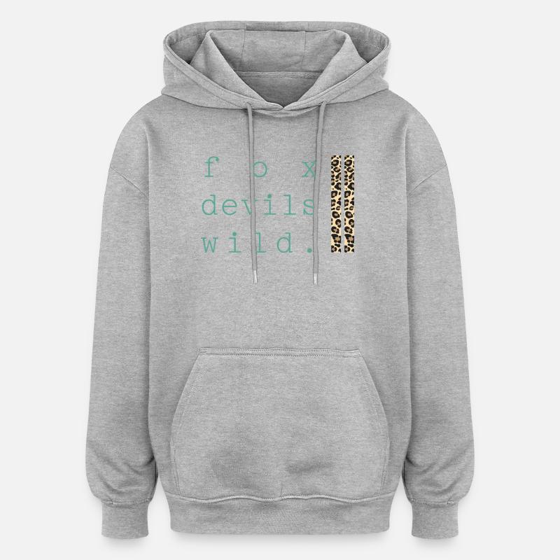 Diable Renard Léopard sauvage - Sweat à capuche oversize unisexe - gris chiné