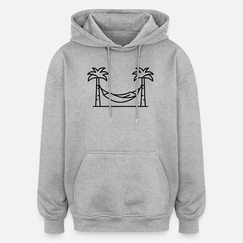 Plan des vacances des palmiers Hammock - Sweat à capuche oversize unisexe - gris chiné