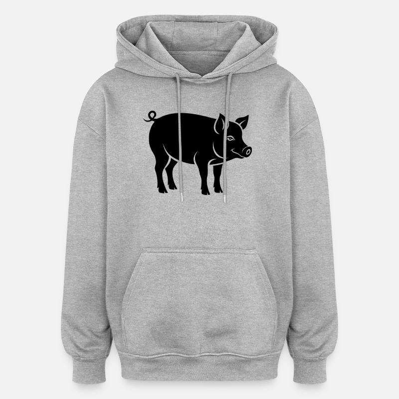 cochon - Sweat à capuche oversize unisexe - gris chiné