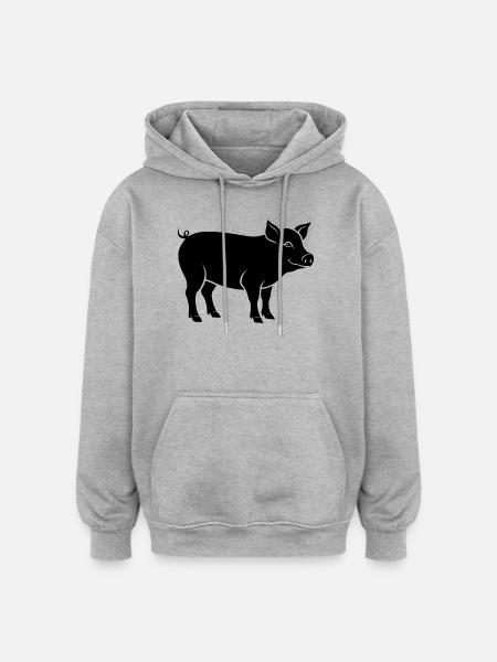 cochon - Sweat à capuche oversize unisexe - gris chiné