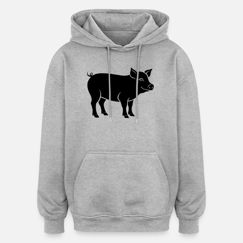 Schwein - Oversized Unisex Hoodie - Grau meliert