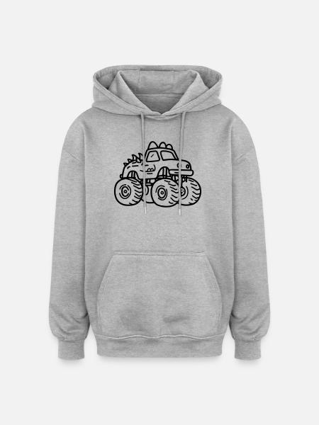 Monstertruck - Oversized Unisex Hoodie - Grau meliert