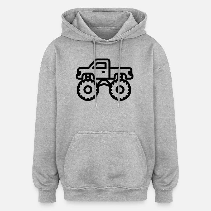 monster truck - Sweat à capuche oversize unisexe - gris chiné
