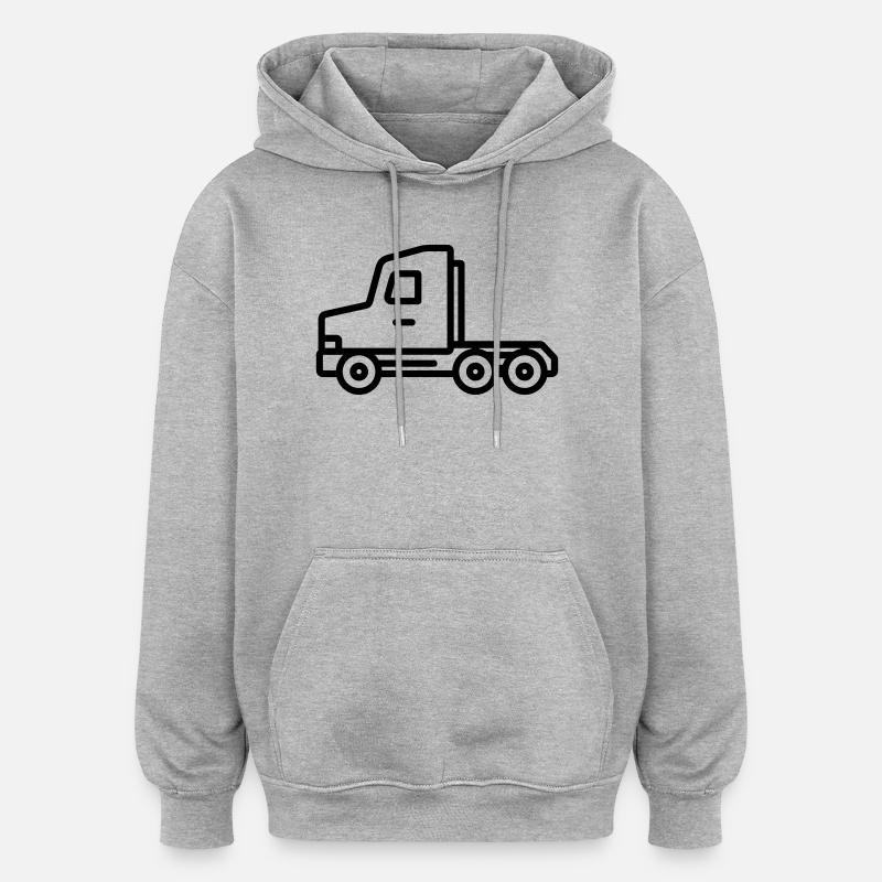 camion - Sweat à capuche oversize unisexe - gris chiné