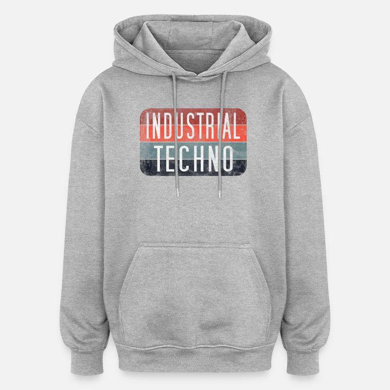 Industrial Techno Rétro Gradient - Sweat à capuche oversize unisexe - gris chiné