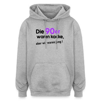 90er waren kacke - Oversized Unisex Hoodie - Grau meliert - Vorne - Noah (186cm)